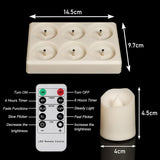 Rechargeable Tea Lights (6 Pieces) - With Charging Station and Timer - Flickering Flame - LED Candles for Parties & Decoration - White