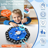 Board Game - 24-Letter Press Game - Fun and Fast Puzzle Game - Includes Two Modes - Covers 220 Theme Categories - Suitable for boys and girls aged 3 and up (2-8 players) - Word Game for Kids and Adults, Christmas and Birthday Gift - Blue - Front View
