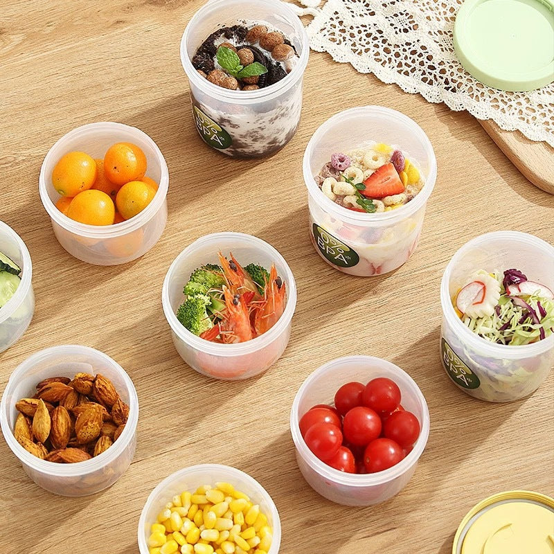Yogurt Cup To Go Portable Salad Cup with Fork - Double-Walled Leak-Proof Yogurt, Fruit & Oatmeal Cup - Takeaway Breakfast Cup - Reusable Cheese Cup - Double-Walled - 920 ml