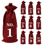 Linen wine bags - jute wine bags - blind tasting - drawstring bags - wine bottle protectors - 10 pieces - red