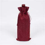 Linen wine bags - jute wine bags - blind tasting - drawstring bags - wine bottle protectors - 10 pieces - red - Front View