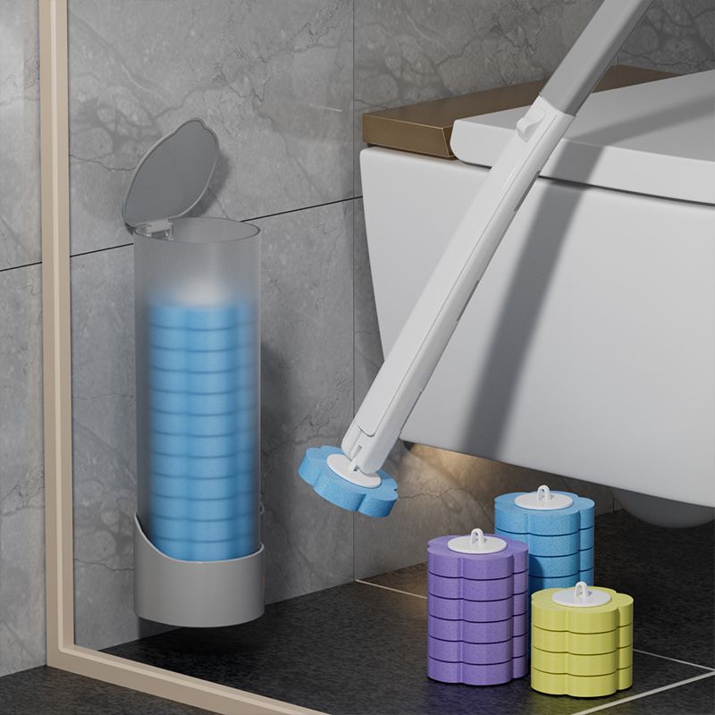 Toilet brush - Replacement brush heads - Replaceable toilet brush set - Highly effective cleaning - Suitable for bathrooms and toilets -40*10cm- Hygienic and convenient (Ocean Blue)