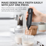 Milk Frother - Electric Hand Milk Frother - Rechargeable Mini Beverage Blender - Hand Milk Frother - With Stainless Steel Blender - Suitable for Milk, Coffee, Latte, Matcha, Black - Top-Down View