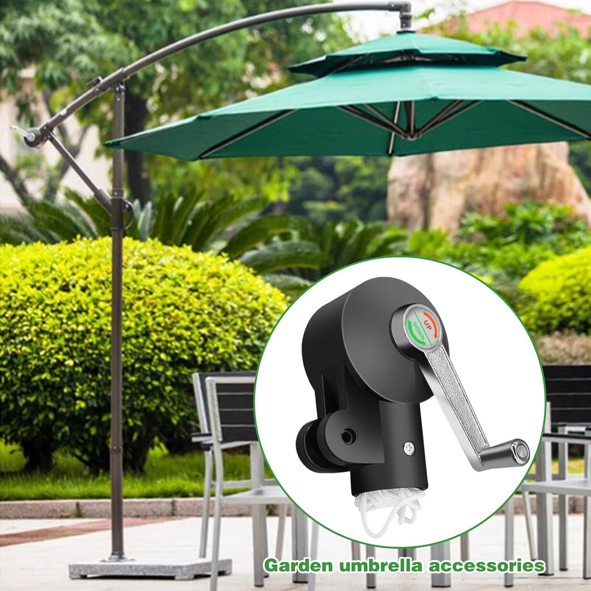 Cantilever Patio Umbrella Crank Handle Replacement, Adjustable Umbrella Stand Part for Courtyards, Gardens, Beaches and Outdoor Patios