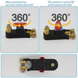 12V-24V Car Battery Cut-Off Switch, Adjustable Pure Copper Power Disconnect Breaker for Cars, Trucks, Boats and RVs - 45-Degree Angle