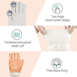 White Thermal Knitted Wool Touchscreen Mittens for Women with Fleece Lining, Thumb and Index Finger Compatibility for Smartphone and Tablet Use in Winter
