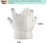 White Thermal Knitted Wool Touchscreen Mittens for Women with Fleece Lining, Thumb and Index Finger Compatibility for Smartphone and Tablet Use in Winter - 45-Degree Angle