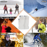 White Thermal Knitted Wool Touchscreen Mittens for Women with Fleece Lining, Thumb and Index Finger Compatibility for Smartphone and Tablet Use in Winter - Rear View