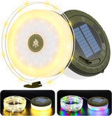 Camping Lamp, 2-in-1 Rechargeable Outdoor Lamp, Solar Power and USB Charging Function