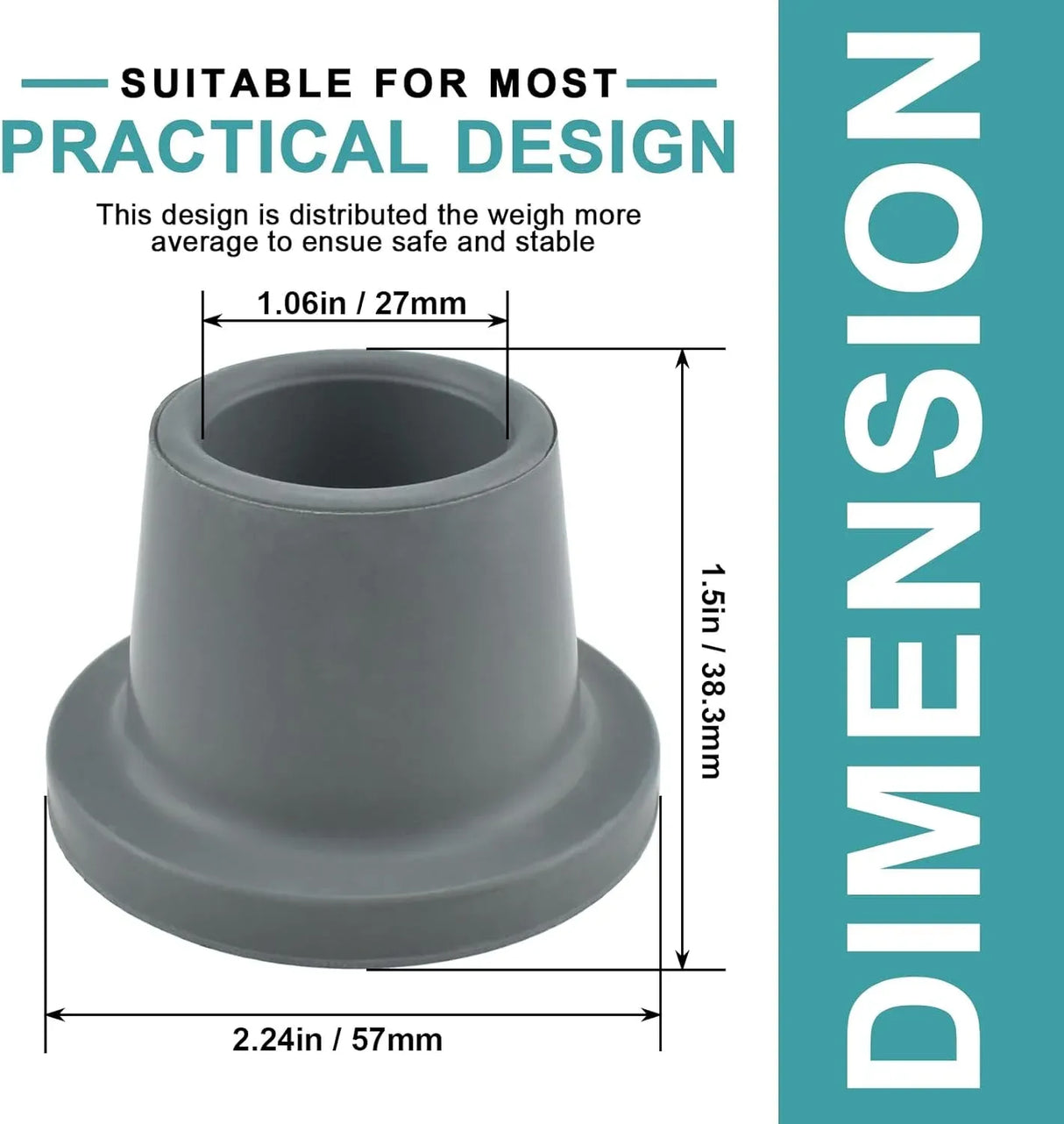 Shower Chair Replacement Feet Non Slip Rubber Suction Cup with Metal Insert for Shower Stool Bench and Bath Chair Gray 4 Pack