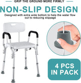 Shower Chair Replacement Feet Non Slip Rubber Suction Cup with Metal Insert for Shower Stool Bench and Bath Chair Gray 4 Pack - 45-Degree Angle