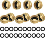 10 Pack Brass Garden Hose End Caps, 3/4 Inch Female Spigot Caps with 20 Washers for Home Garden Use, Brass Construction
