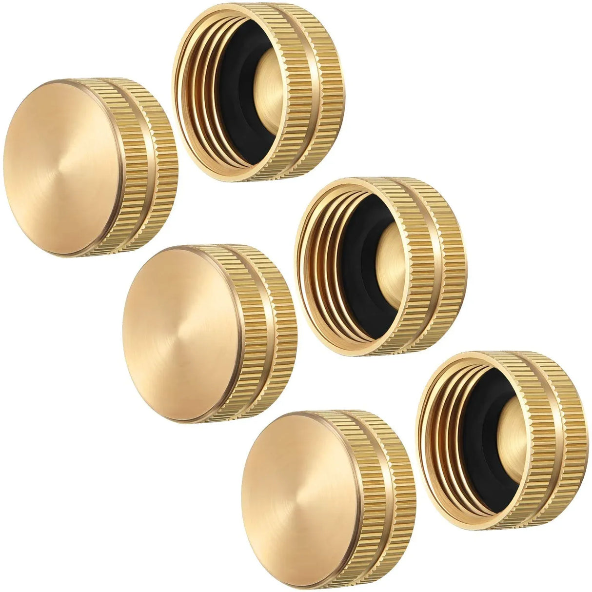10 Pack Brass Garden Hose End Caps, 3/4 Inch Female Spigot Caps with 20 Washers for Home Garden Use, Brass Construction
