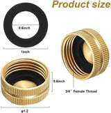 10 Pack Brass Garden Hose End Caps, 3/4 Inch Female Spigot Caps with 20 Washers for Home Garden Use, Brass Construction
