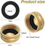 10 Pack Brass Garden Hose End Caps, 3/4 Inch Female Spigot Caps with 20 Washers for Home Garden Use, Brass Construction
