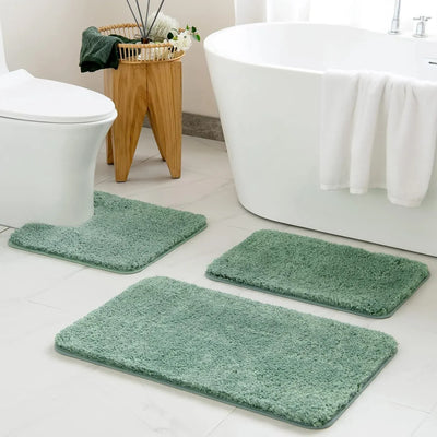 Bathroom Rug Set 3 Piece with U Shaped Toilet Rug for Bathroom Sage Green 20x30 16x24 U 20x24, Daily Comfort Use