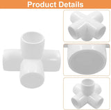 3/4 Inch 5 Way PVC Pipe Fittings, Furniture Grade Elbow Corner Connectors for DIY Greenhouse and Tent, White, 4 Pack