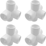 3/4 Inch 5 Way PVC Pipe Fittings, Furniture Grade Elbow Corner Connectors for DIY Greenhouse and Tent, White, 4 Pack