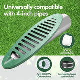 4 Inch Angled Drain Grating Yard Drain Emitter for Gutter Downspout Extensions and Lawn Ditch Drainage Green 2 Pack - Top-Down View