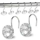 12 Pcs Shower Curtain Hooks Acrylic Crystal Diamond Decorative Rustproof Rings for Bathroom Rods White, Daily Comfort Use