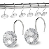 12 Pcs Shower Curtain Hooks Acrylic Crystal Diamond Decorative Rustproof Rings for Bathroom Rods White, Daily Comfort Use