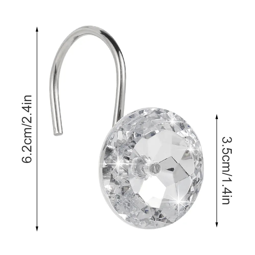 12 Pcs Shower Curtain Hooks Acrylic Crystal Diamond Decorative Rustproof Rings for Bathroom Rods White, Daily Comfort Use