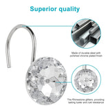 12 Pcs Shower Curtain Hooks Acrylic Crystal Diamond Decorative Rustproof Rings for Bathroom Rods White, Daily Comfort Use