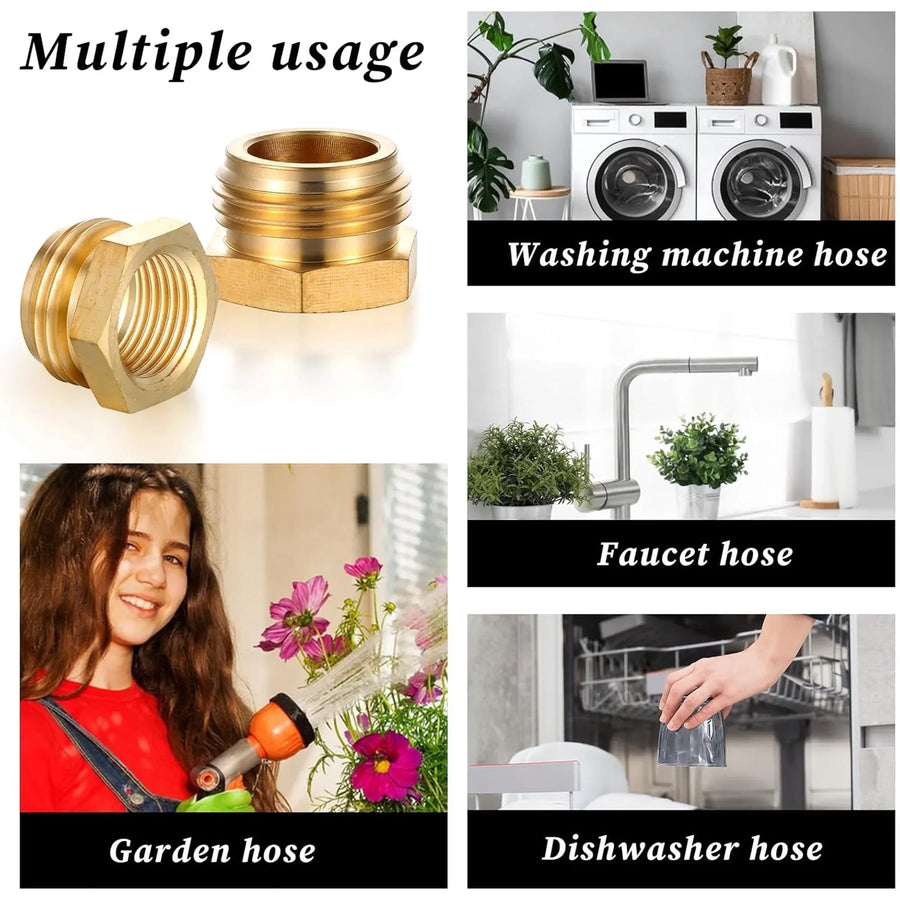 Brass Garden Hose Adapter, G 1/2 BSP Female to 3/4 GHT Male Threaded Connector for Garden Hose, 2 Pack, Brass Construction