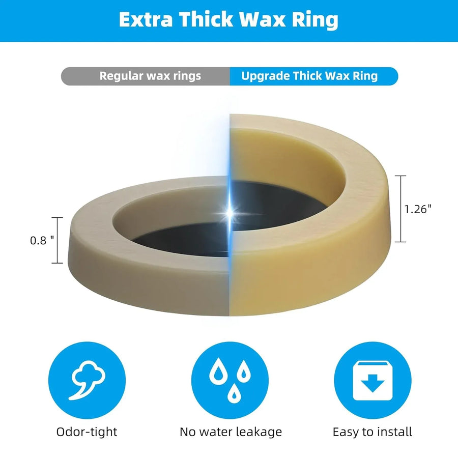 Toilet Bowl Wax Ring Gasket 2 Pack, Thick Polyethylene Flange Universal Seal for 3 and 4 Inch Waste Lines, Daily Comfort Use