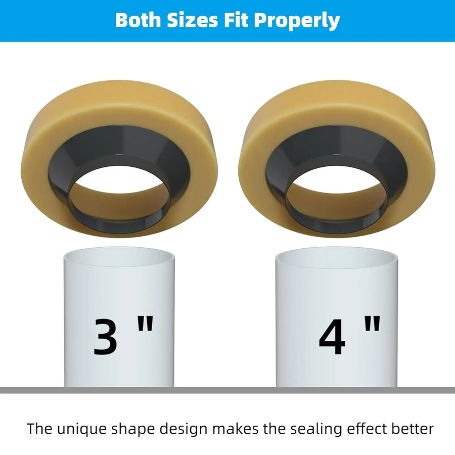Toilet Bowl Wax Ring Gasket 2 Pack, Thick Polyethylene Flange Universal Seal for 3 and 4 Inch Waste Lines, Daily Comfort Use