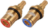 2 Pcs Faucet Ceramic Valve Cartridges Quarter Turn Replacement for Hot and Cold Taps, 1/2 Inch, Replacement Use - 45-Degree Angle