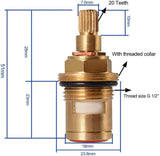 2 Pcs Faucet Ceramic Valve Cartridges Quarter Turn Replacement for Hot and Cold Taps, 1/2 Inch, Replacement Use