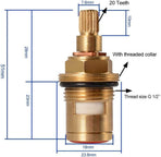 2 Pcs Faucet Ceramic Valve Cartridges Quarter Turn Replacement for Hot and Cold Taps, 1/2 Inch, Replacement Use