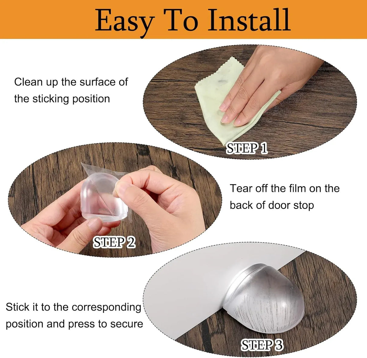 4 Pcs Floor Door Stopper, Self Adhesive Clear Rubber Wall Protector Bumper for Shower Doors, Home Office Furniture Glass Mirror