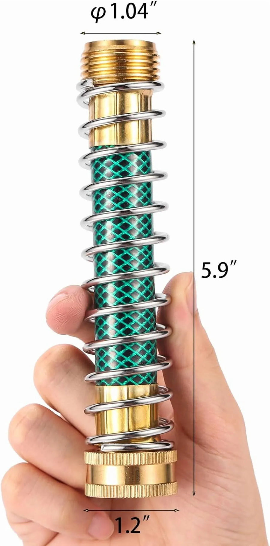 Garden Hose Extension Adapter with Coil Spring Kink Protector for Outdoor Watering, 3/4 Inch, 2 Pack, Daily Comfort Use