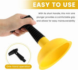 Sink Plunger Drain Clog Remover with Mini Short Handle, Easy Unclogging Tool for Kitchen Sink, Bathroom Toilet, Shower Tub, Yellow