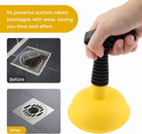 Sink Plunger Drain Clog Remover with Mini Short Handle, Easy Unclogging Tool for Kitchen Sink, Bathroom Toilet, Shower Tub, Yellow - Top-Down View