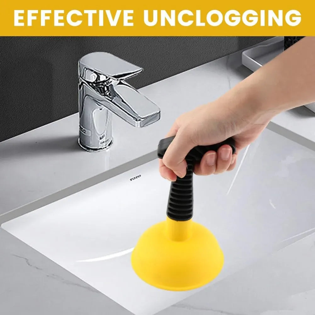 Sink Plunger Drain Clog Remover with Mini Short Handle, Easy Unclogging Tool for Kitchen Sink, Bathroom Toilet, Shower Tub, Yellow