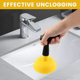 Sink Plunger Drain Clog Remover with Mini Short Handle, Easy Unclogging Tool for Kitchen Sink, Bathroom Toilet, Shower Tub, Yellow - 45-Degree Angle