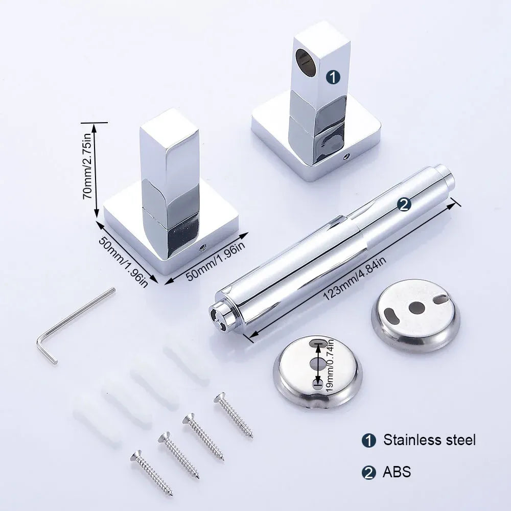 Wall Mount Toilet Paper Holder with Spring Loaded System, Heavy Duty Square Roll Dispenser for Bathroom Washroom, Chrome