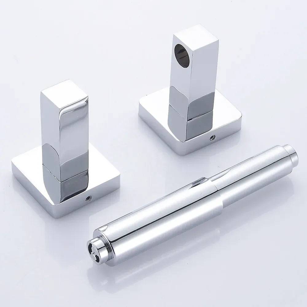 Wall Mount Toilet Paper Holder with Spring Loaded System, Heavy Duty Square Roll Dispenser for Bathroom Washroom, Chrome