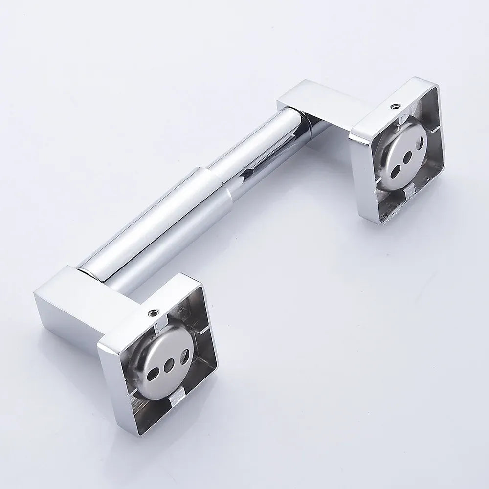 Wall Mount Toilet Paper Holder with Spring Loaded System, Heavy Duty Square Roll Dispenser for Bathroom Washroom, Chrome