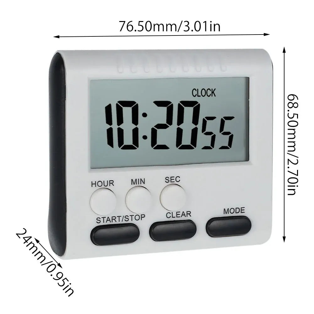 Digital Kitchen Timer with Big LCD Digits, Loud Alarm and Memory Function, Magnetic Backing for Cooking, White