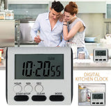 Digital Kitchen Timer with Big LCD Digits, Loud Alarm and Memory Function, Magnetic Backing for Cooking, White
