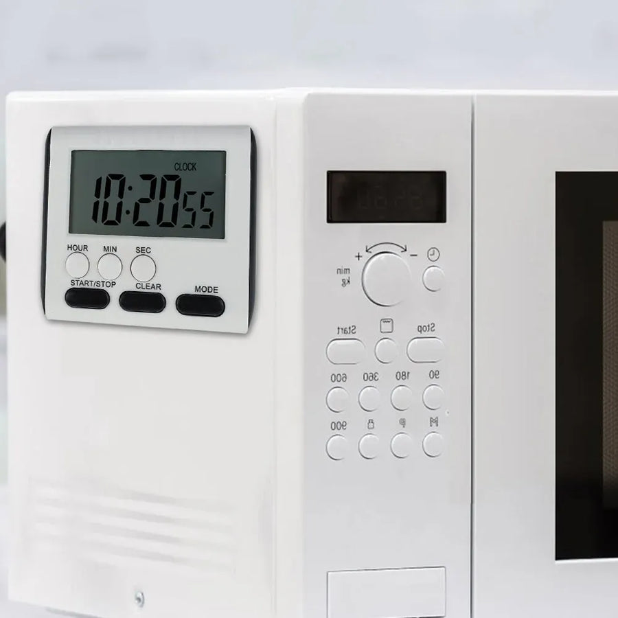 Digital Kitchen Timer with Big LCD Digits, Loud Alarm and Memory Function, Magnetic Backing for Cooking, White