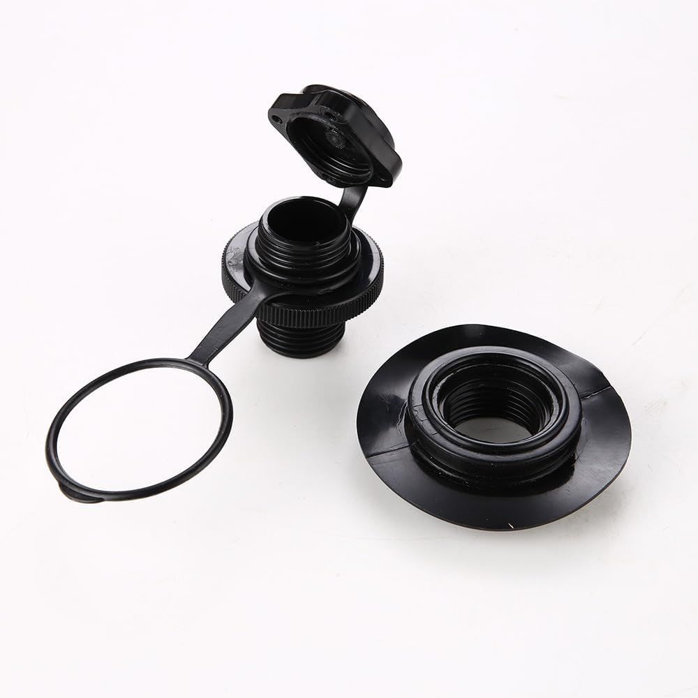 24mm Air Valve Spiral Plugs One Way Inflation Replacement for Inflatable Boat Kayak Canoe Bed Towable Tube, Black 2 Pack