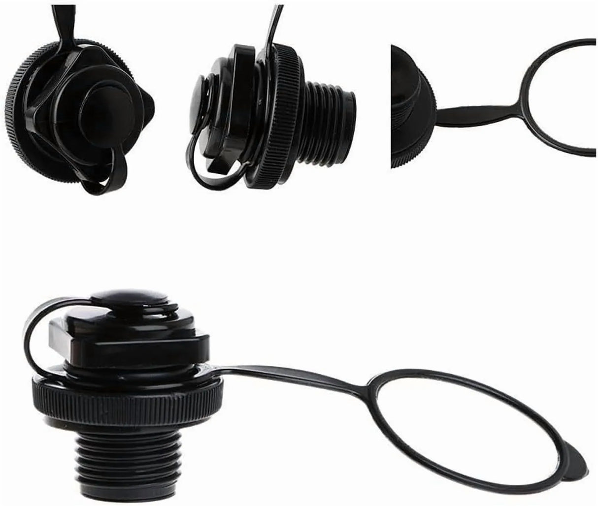 24mm Air Valve Spiral Plugs One Way Inflation Replacement for Inflatable Boat Kayak Canoe Bed Towable Tube, Black 2 Pack