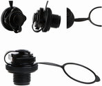 24mm Air Valve Spiral Plugs One Way Inflation Replacement for Inflatable Boat Kayak Canoe Bed Towable Tube, Black 2 Pack