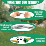 Garden Leader Hose, Stainless Steel Flexible Water Extension Pipe for Car Wash and Outdoor Use, 3 Ft, Stainless Steel Construction