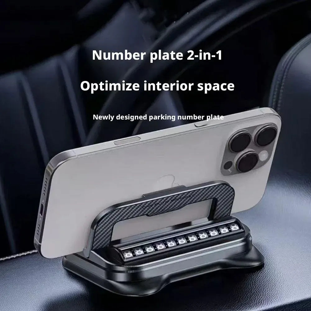 Universal Car Phone Holder with Parking Card, 360 Degree Rotating Dashboard Mount for Drivers, Stable Suction Cup, Black